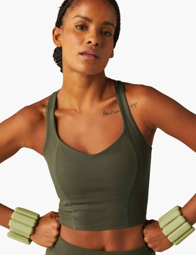 multi - layer storage Minimalist Sport Style POWERBEYOND Intensity Racerback Cropped Tank - Modern Olive