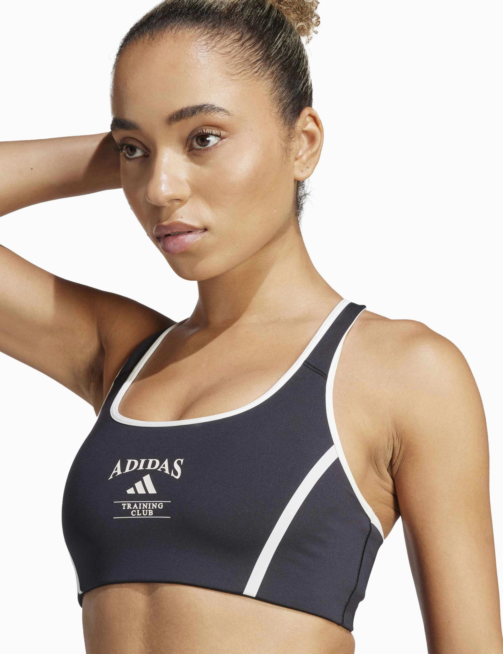 Powerimpact Medium Support Heritage Bra - Black/Chalk White Embroidered Muscle Support Fit