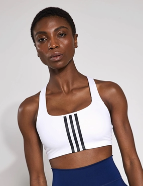 Powerimpact Training Medium-Support 3-Stripes Bra - White Buttoned