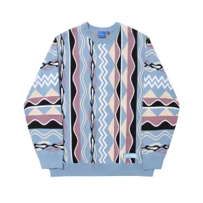 Helas Cool Coog Knit Crewneck Sweat - Blue Multi Daily Bold