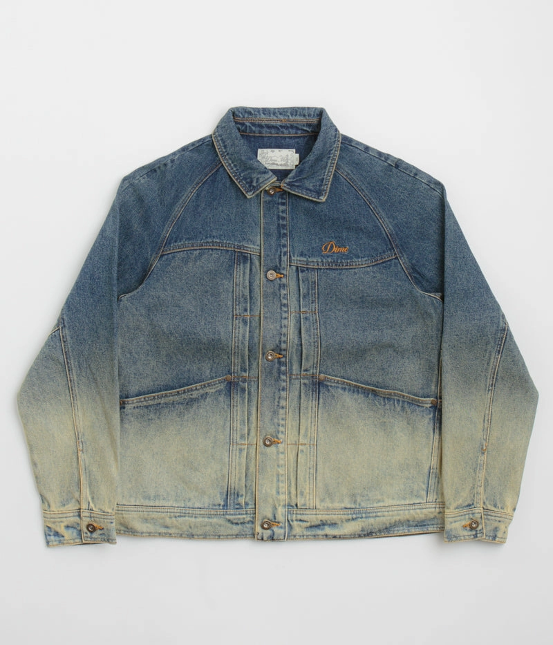 Dime Denim Jacket - Dipped Sandblasted Indigo Abrasion Resistant Edges Magnetic Closure System