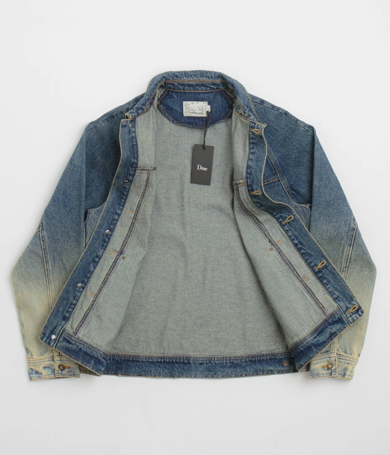 Noise Reducing Zippers Dime Denim Jacket - Dipped Sandblasted Indigo
