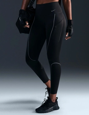 Functional Style Four Way Stretch Go High Waisted 7/8 Leggings with Pockets - Black