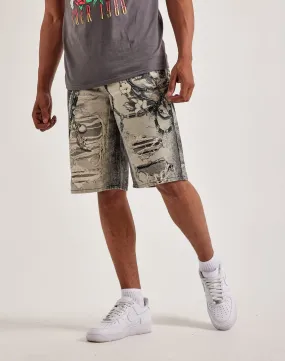 Stretchable Material Preme Printed Chain Denim Shorts
