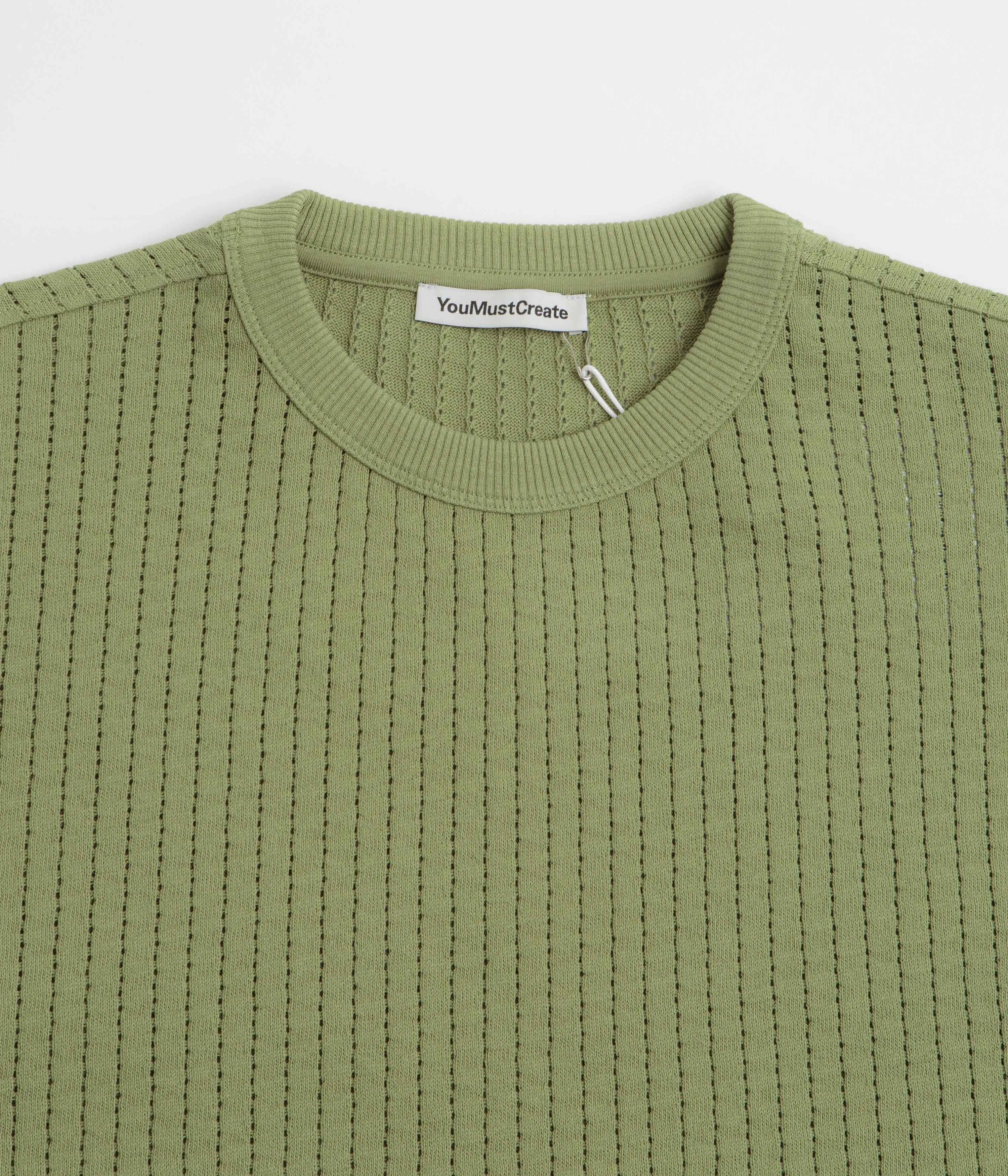 absorbent product label information YMC Fauss Crewneck Sweatshirt - Green