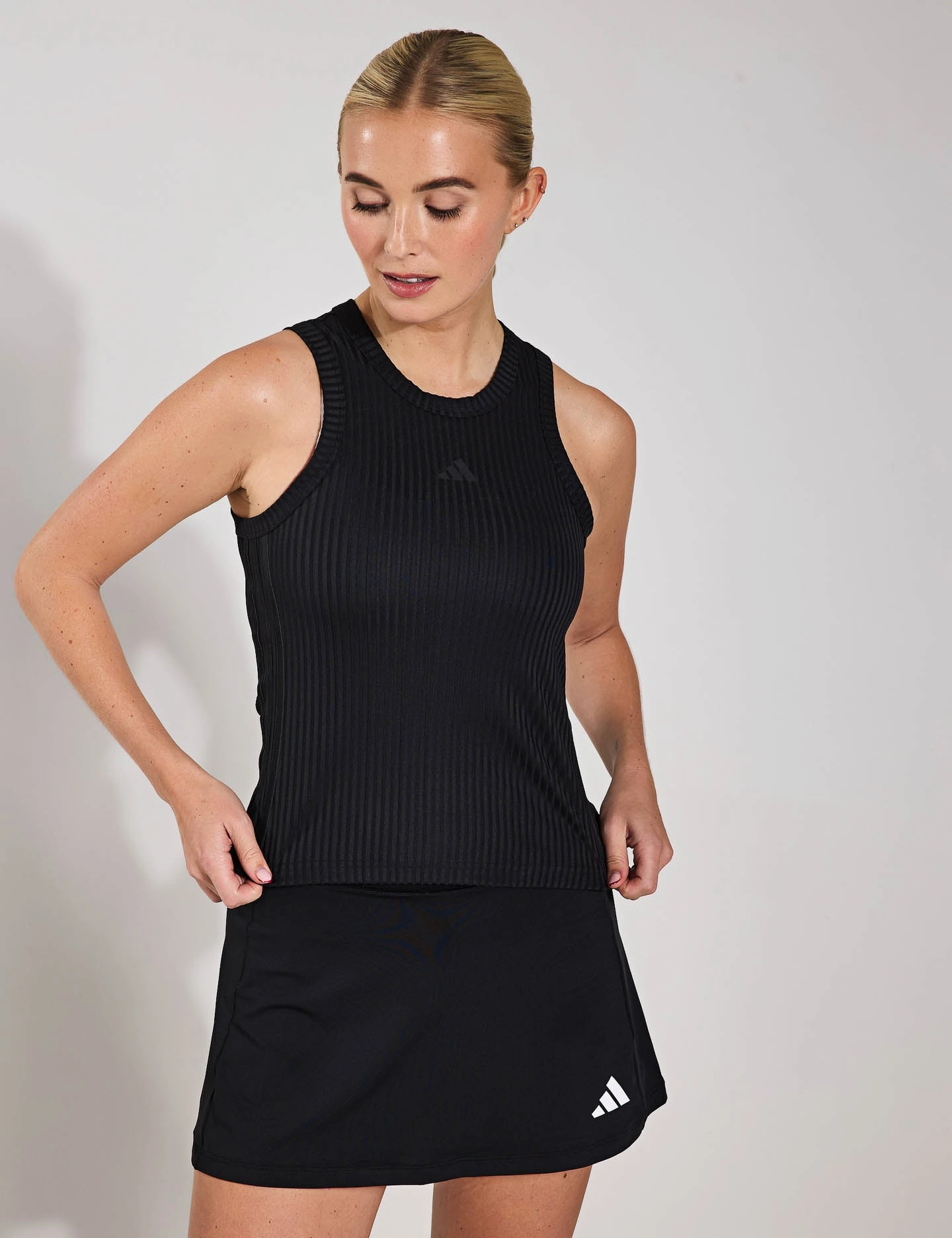 All Gym Seasonal Rib Tight Fit Tonal 3-Stripes Tank Top - Black user - friendly fire fighting