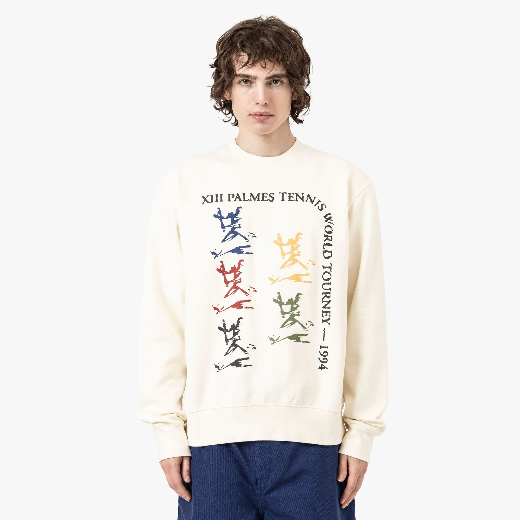Palmes Tourney Crewneck Off White Modern Sporty