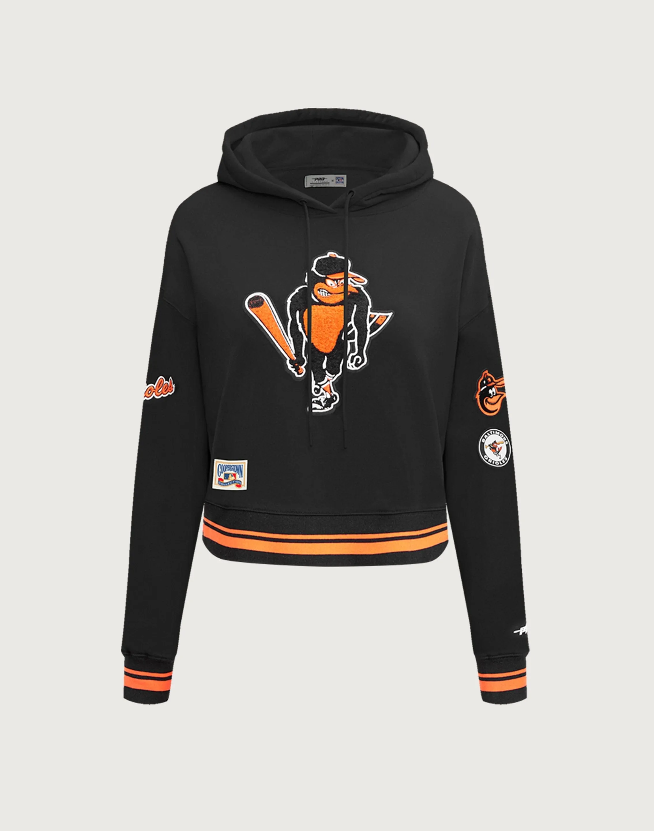 Pro Standard MLB Baltimore Orioles Retro Classic Rib Cropped Hoodie SustainableCertified Champion Glow