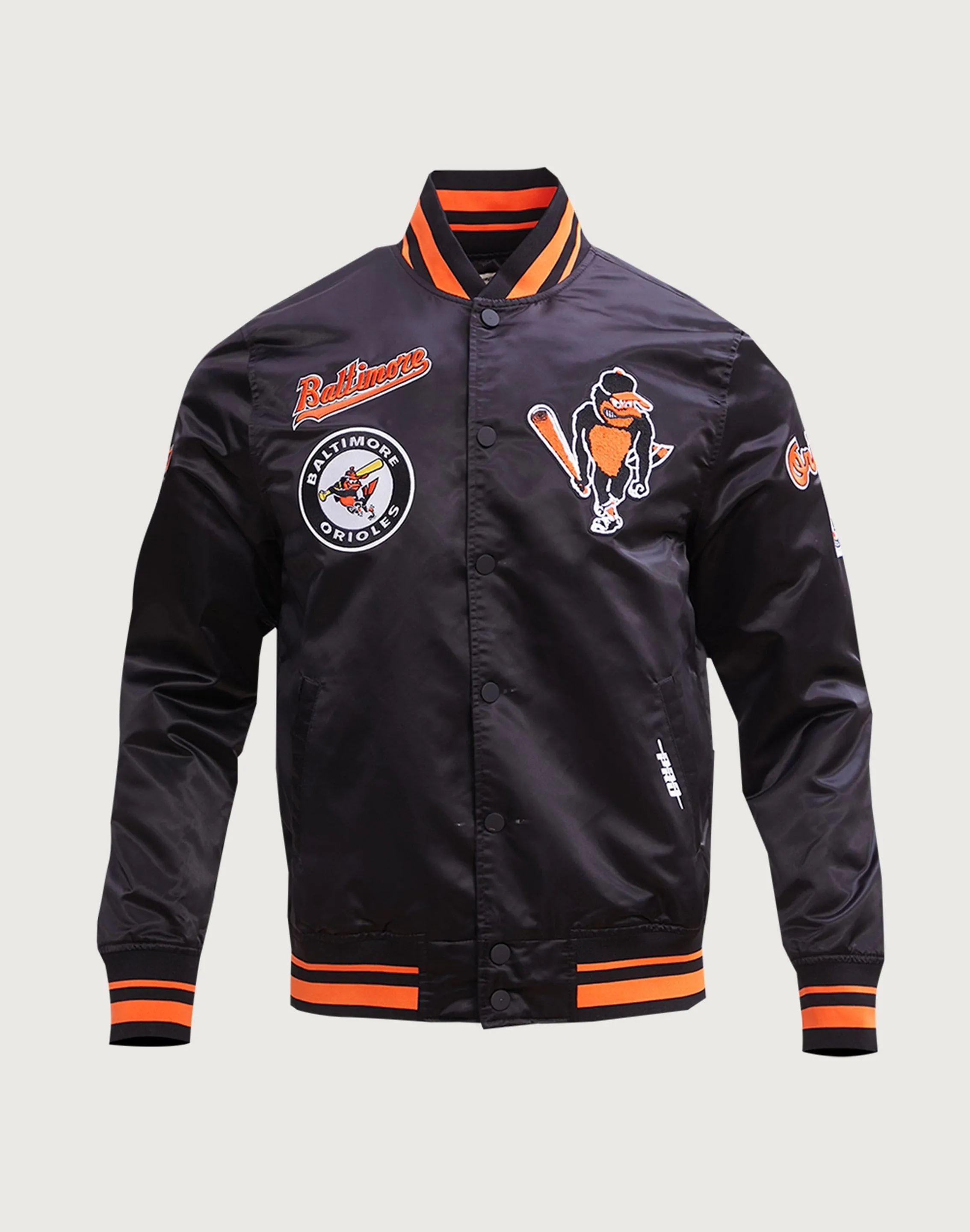 Pro Standard MLB Baltimore Orioles Retro Classic Rib Satin Jacket Elite Core ReflectiveTrimDetails