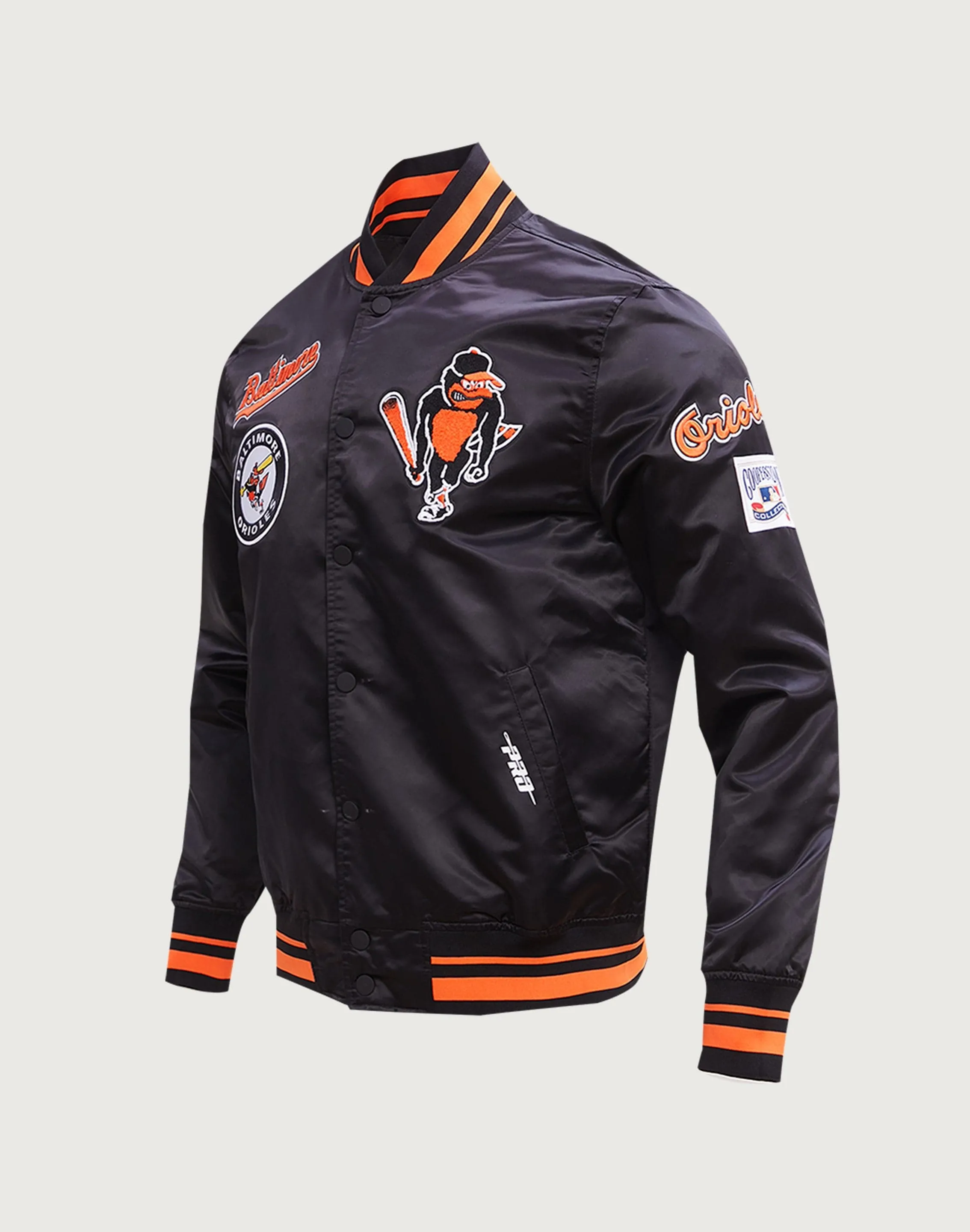 Pro Standard MLB Baltimore Orioles Retro Classic Rib Satin Jacket Antibacterial Finish ElasticFree Cuffs