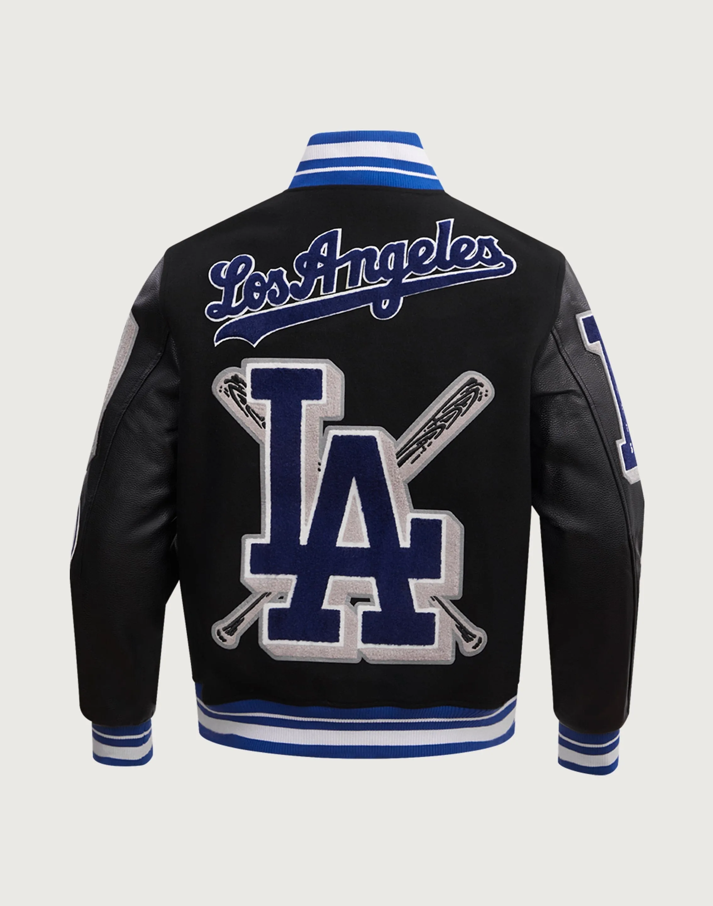 DoubleStitchReinforcement Zero Waste Pro Standard MLB Los Angeles Dodgers Mashup Rib Wool Varsity Jacket