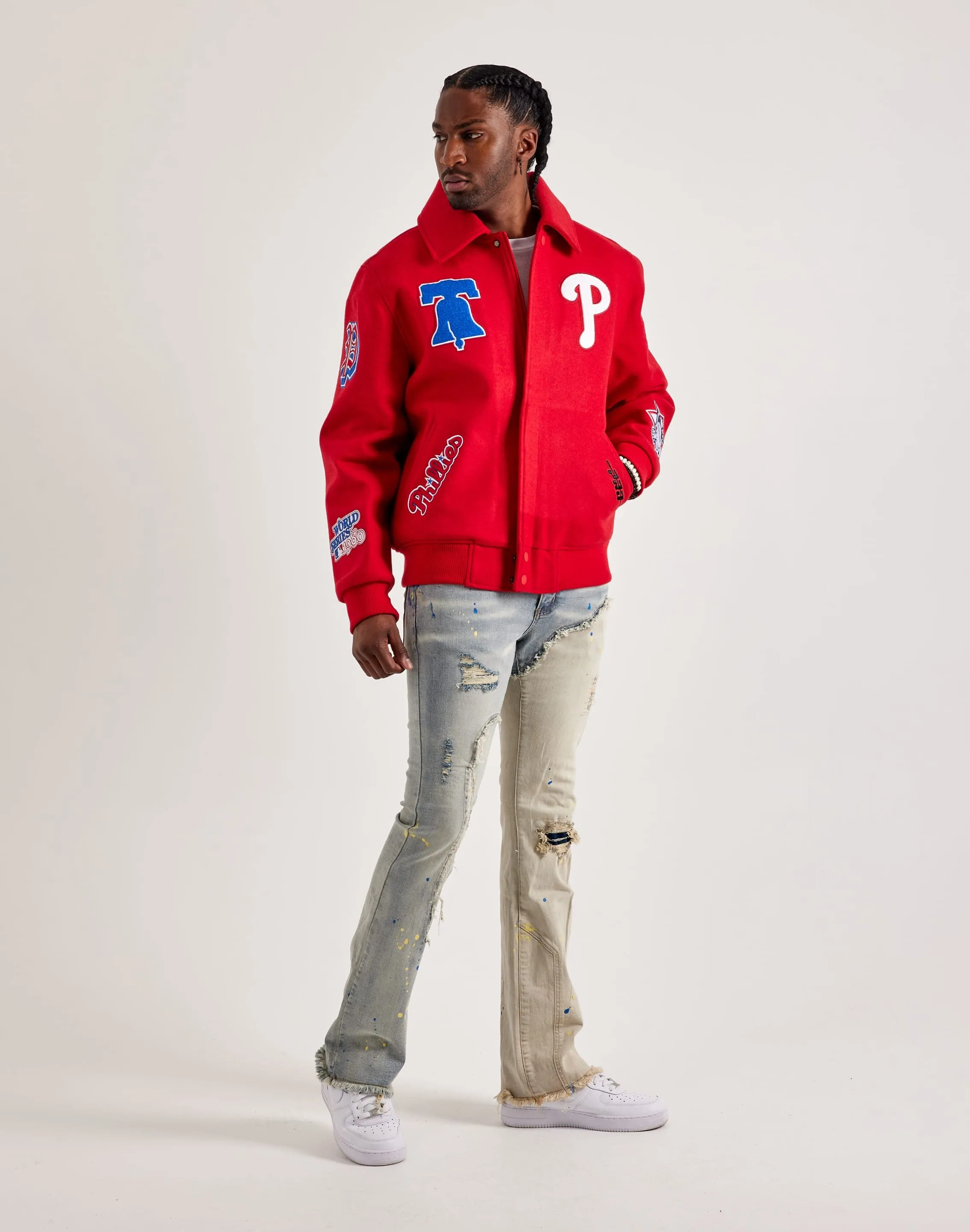 Pro Standard MLB Philadelphia Phillies Varsity Jacket DurableCoverstitch Light Wool