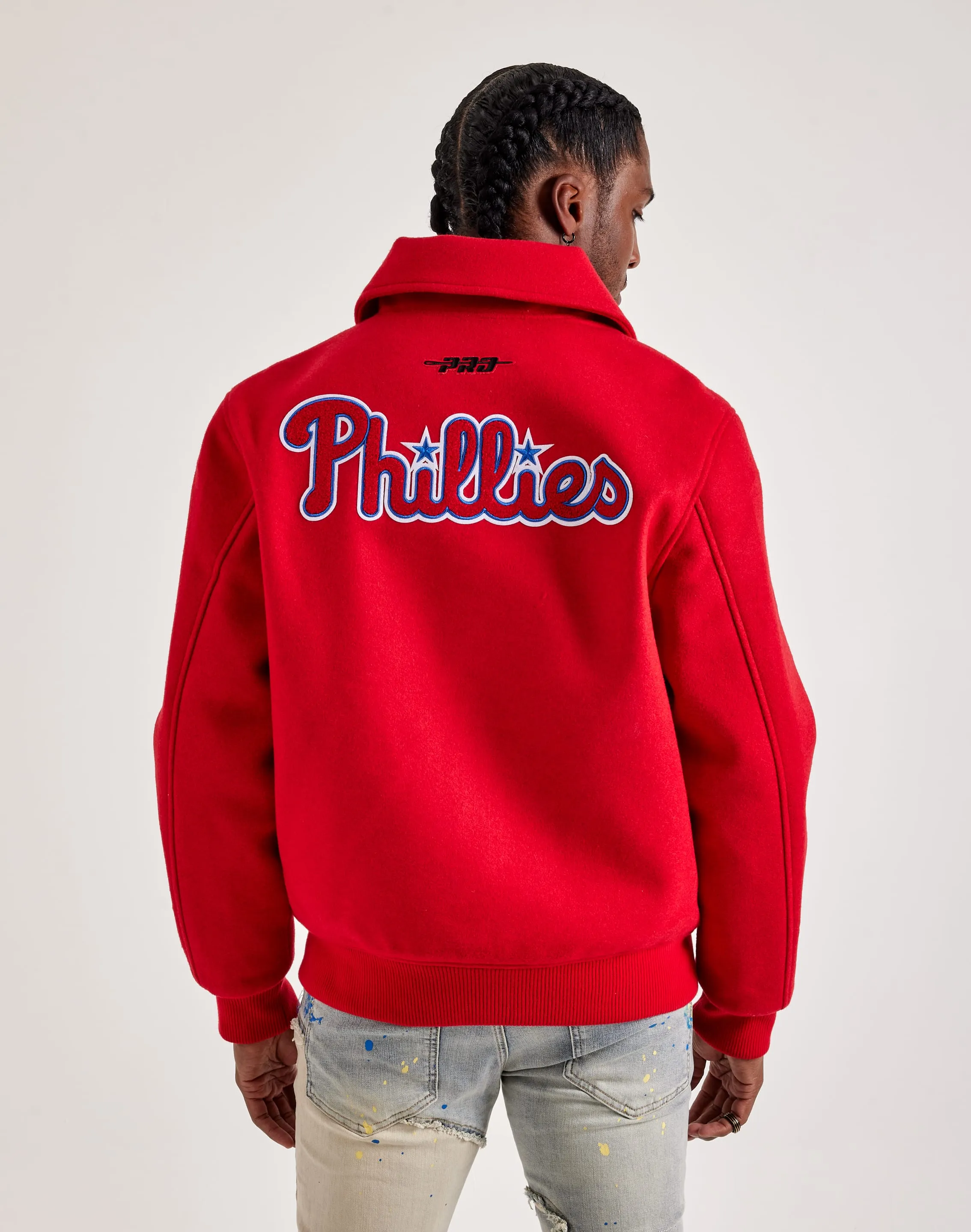 Pro Standard MLB Philadelphia Phillies Varsity Jacket Tencel Blend Fabric ConvertibleStyle