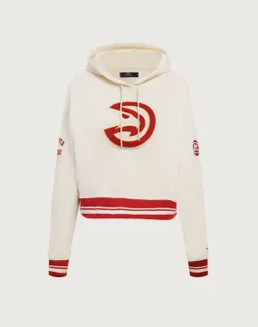 Pro Standard NBA Atlanta Hawks Retro Classic Rib Cropped Hoodie ShapeRetentionCloth Desk Style