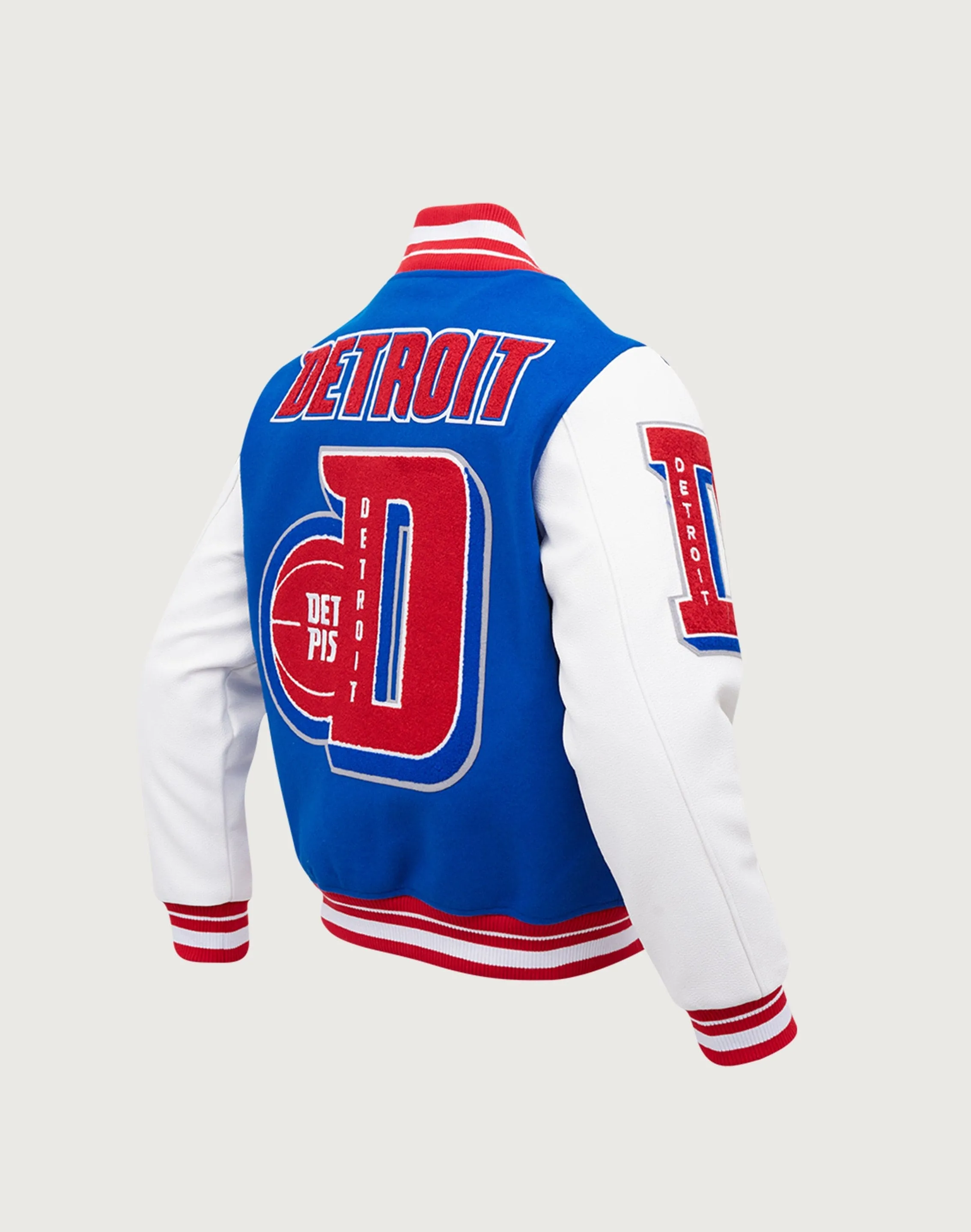 AdjustableHemline Tailored Fit Pro Standard NBA Detroit Pistons Mashup Rib Wool Varsity Jacket