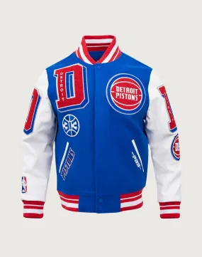 Wind Ease ReflectiveTrimDetails Pro Standard NBA Detroit Pistons Mashup Rib Wool Varsity Jacket