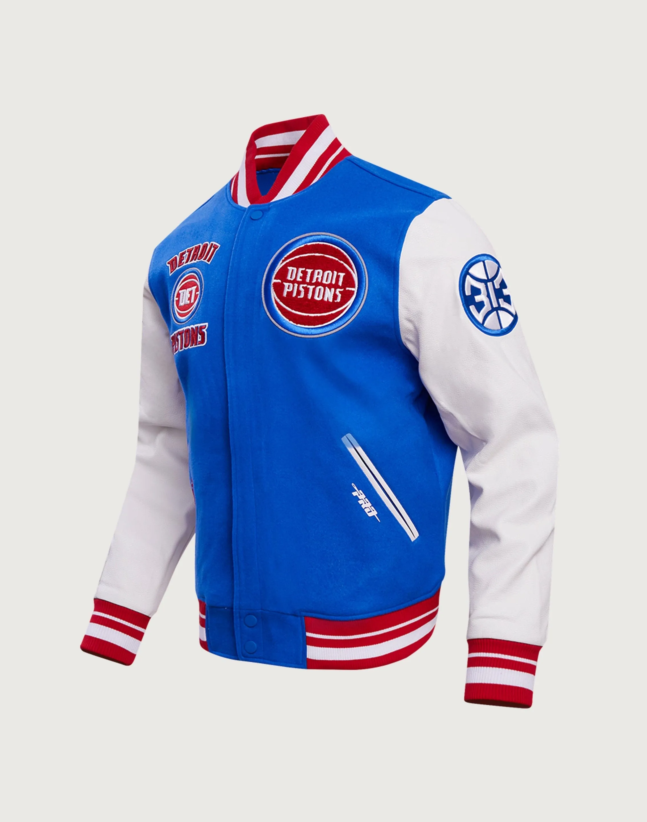 Leader Fit Pro Standard NBA Detroit Pistons Retro Classic Rib Wool Varsity Jacket