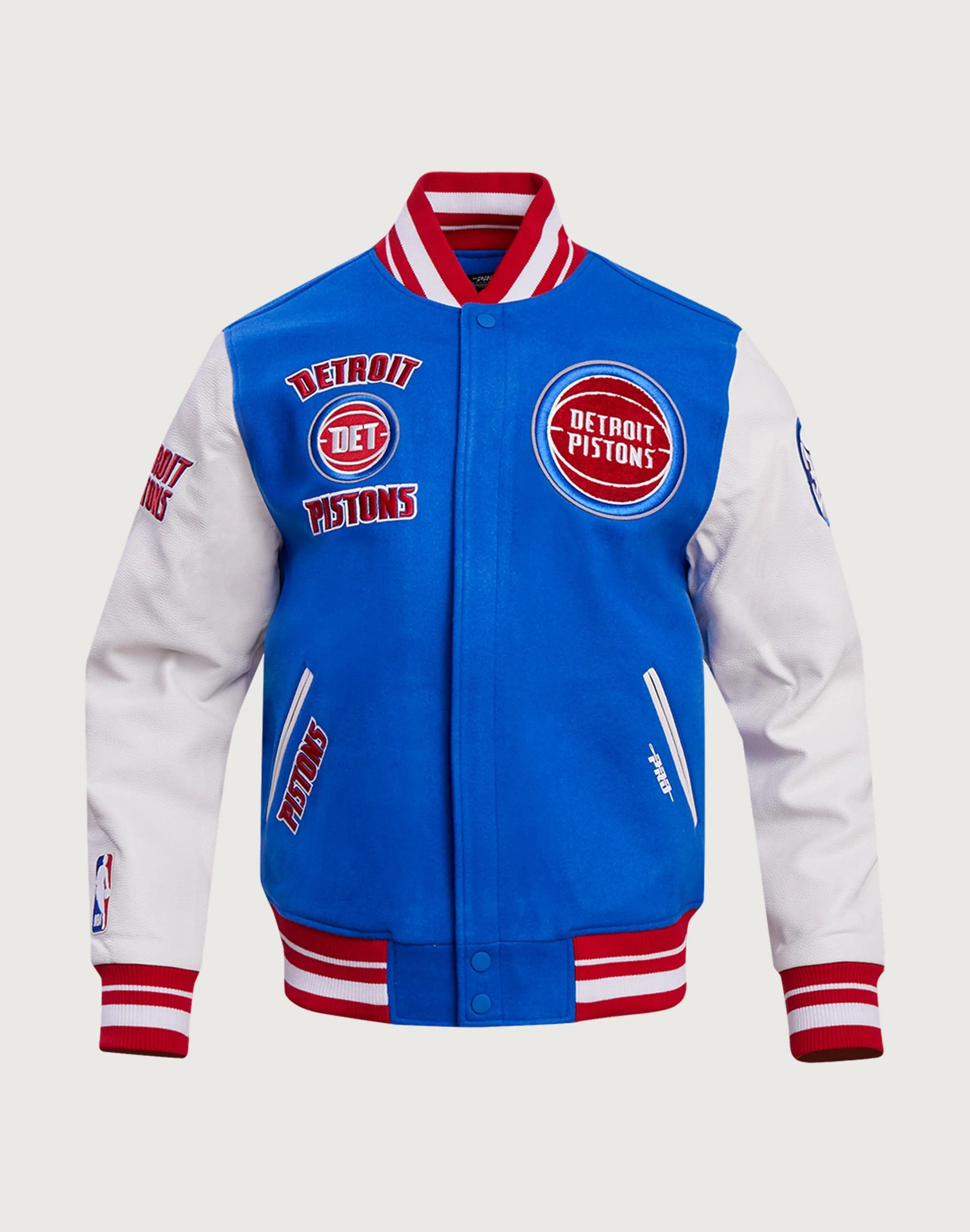 Smile Ease WrinkleResistant Fabric Pro Standard NBA Detroit Pistons Retro Classic Rib Wool Varsity Jacket