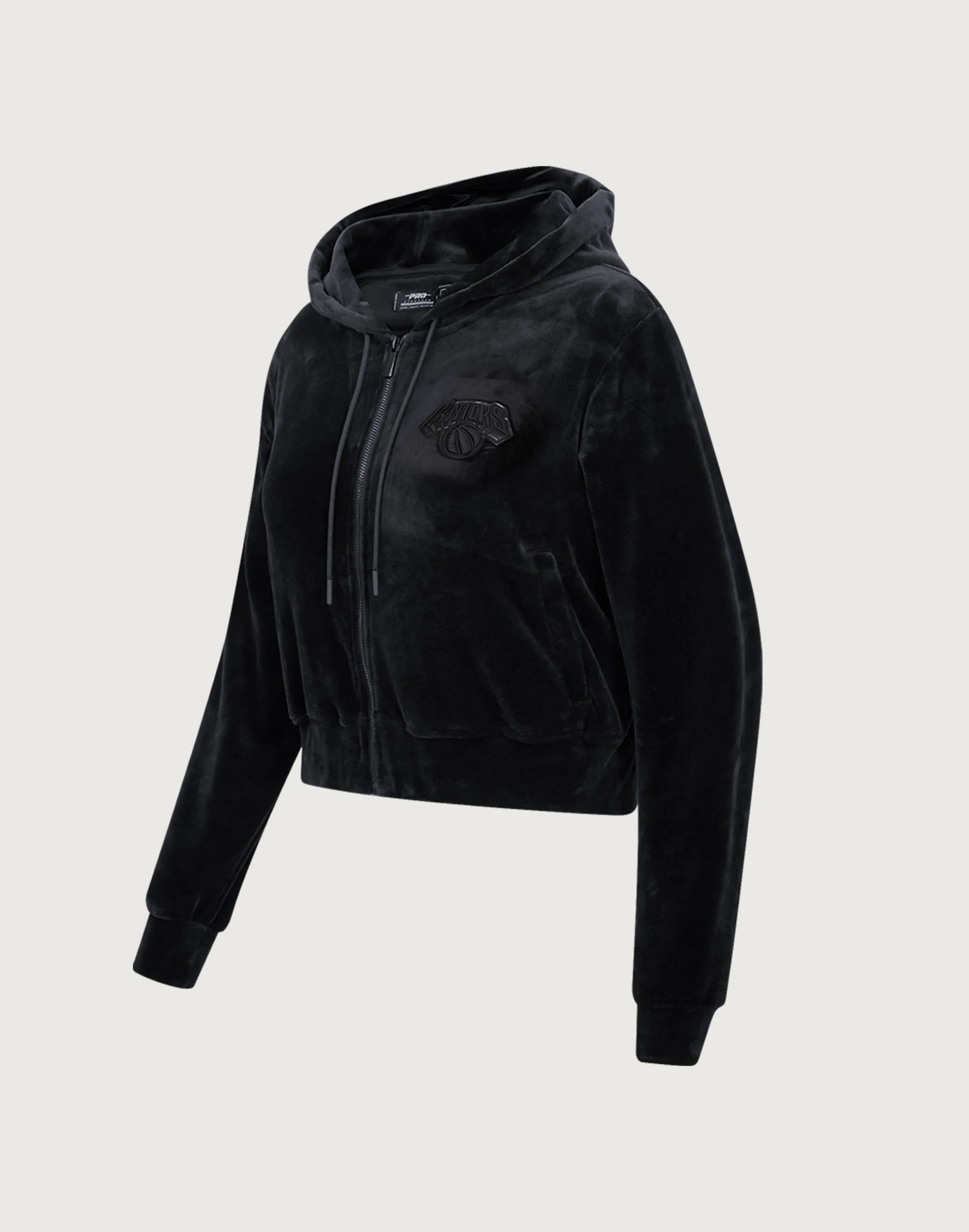 Pro Standard NBA New York Knicks Triple Black Velour Zip Hoodie Mind Ease 4Way Stretch