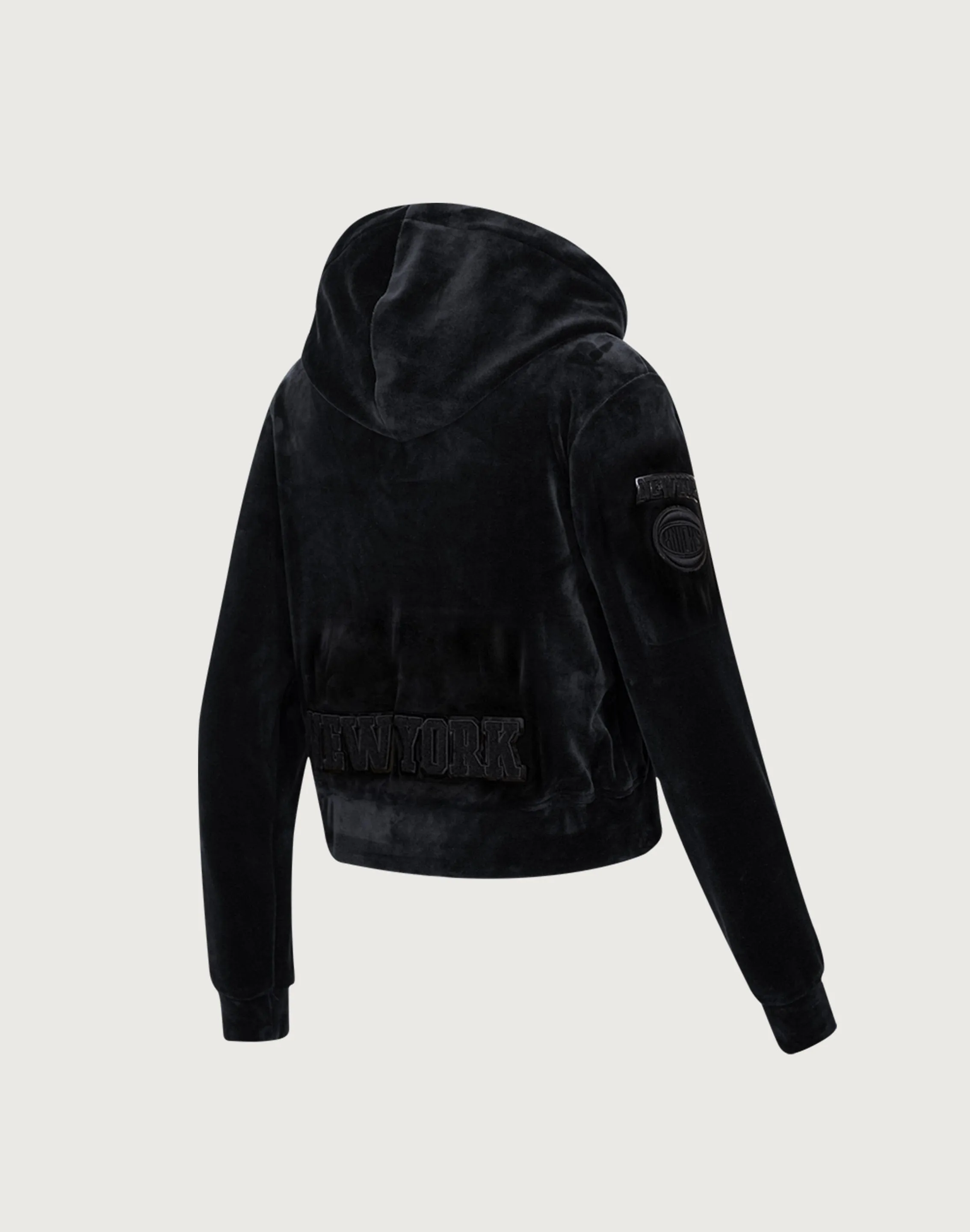 Shine Mood TearResistant Material Pro Standard NBA New York Knicks Triple Black Velour Zip Hoodie