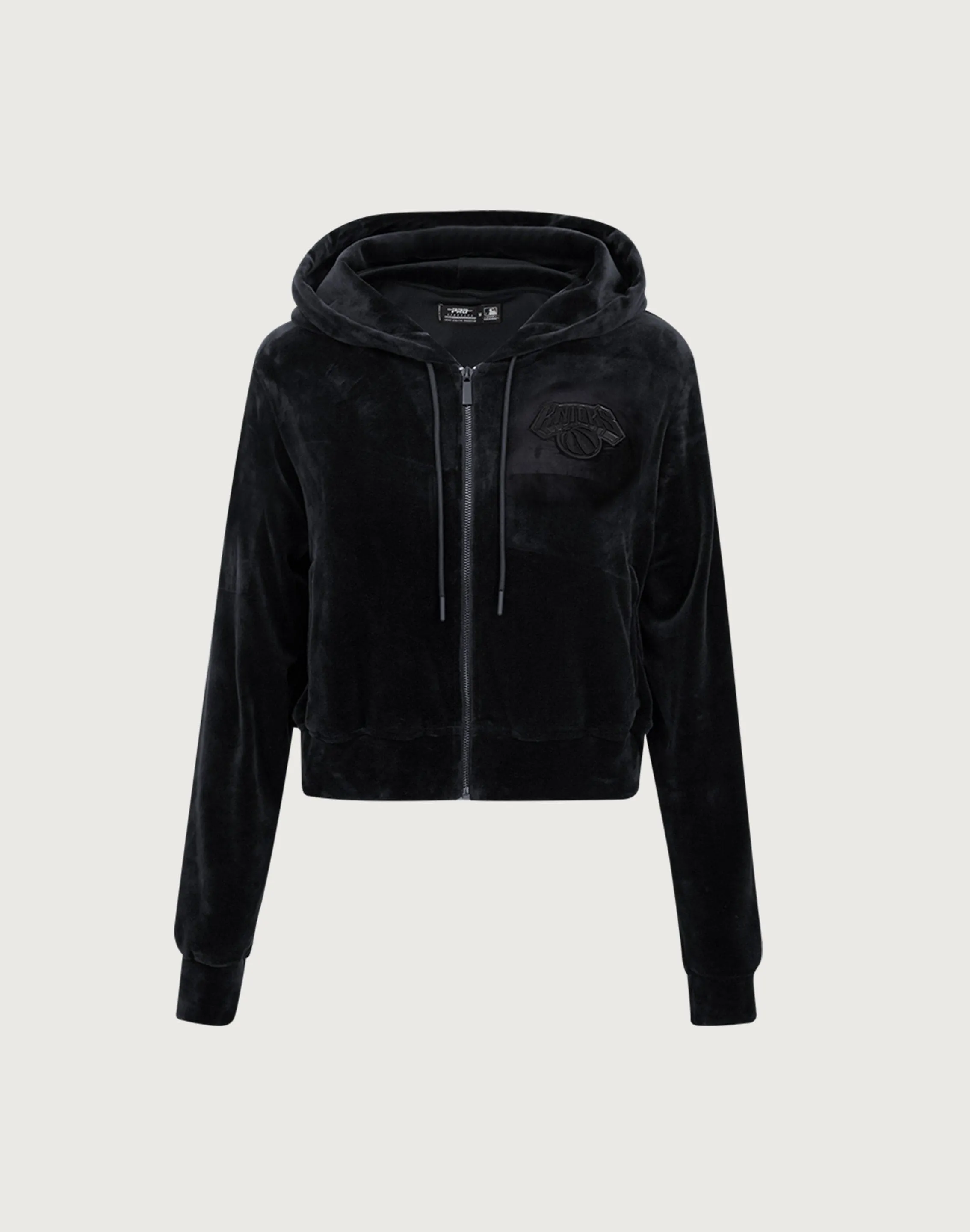 Pro Standard NBA New York Knicks Triple Black Velour Zip Hoodie Trans Glow Easy Breath