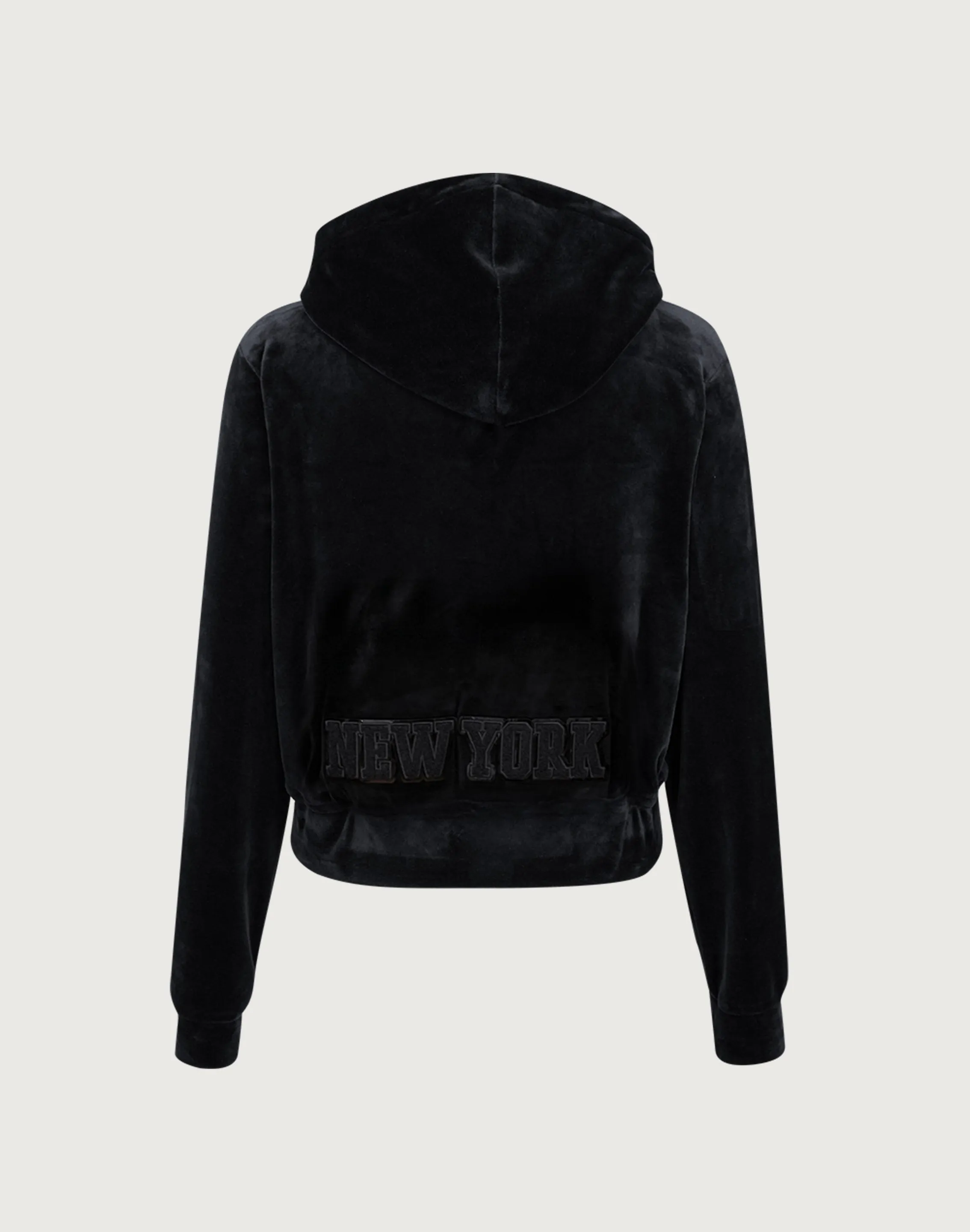 Pro Standard NBA New York Knicks Triple Black Velour Zip Hoodie Ice Fit CrossBackStructure