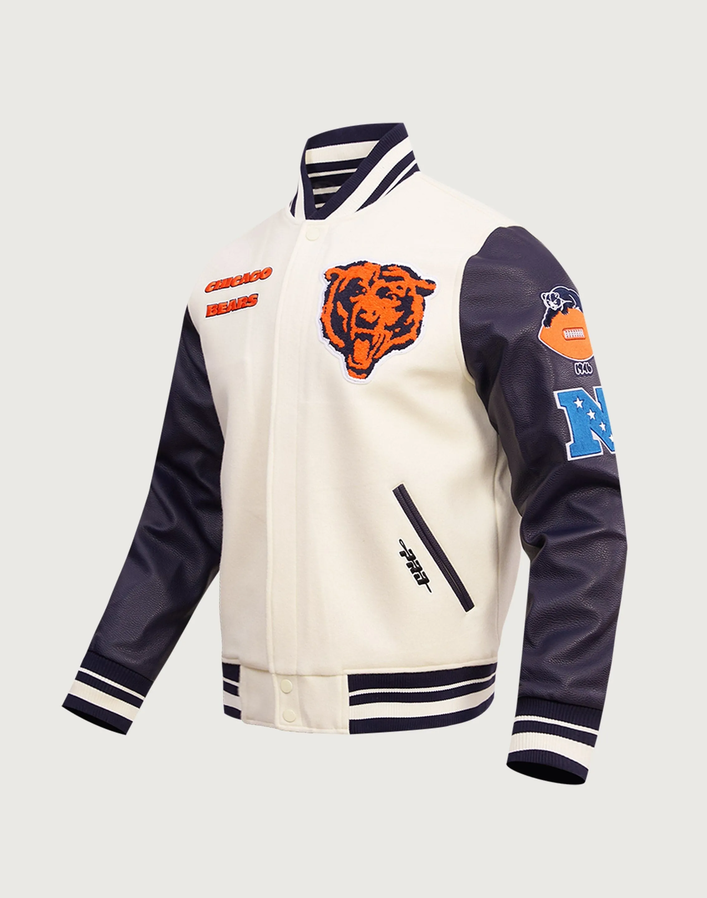 AntiBacterialTextile VentilatedMesh Pro Standard NFL Chicago Bears Retro Classic Rib Wool Varsity Jacket