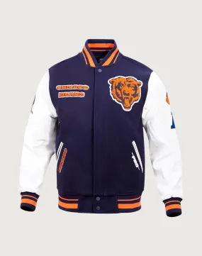 Evening Chic StretchableMaterial Pro Standard NFL Chicago Bears Retro Classic Rib Wool Varsity Jacket