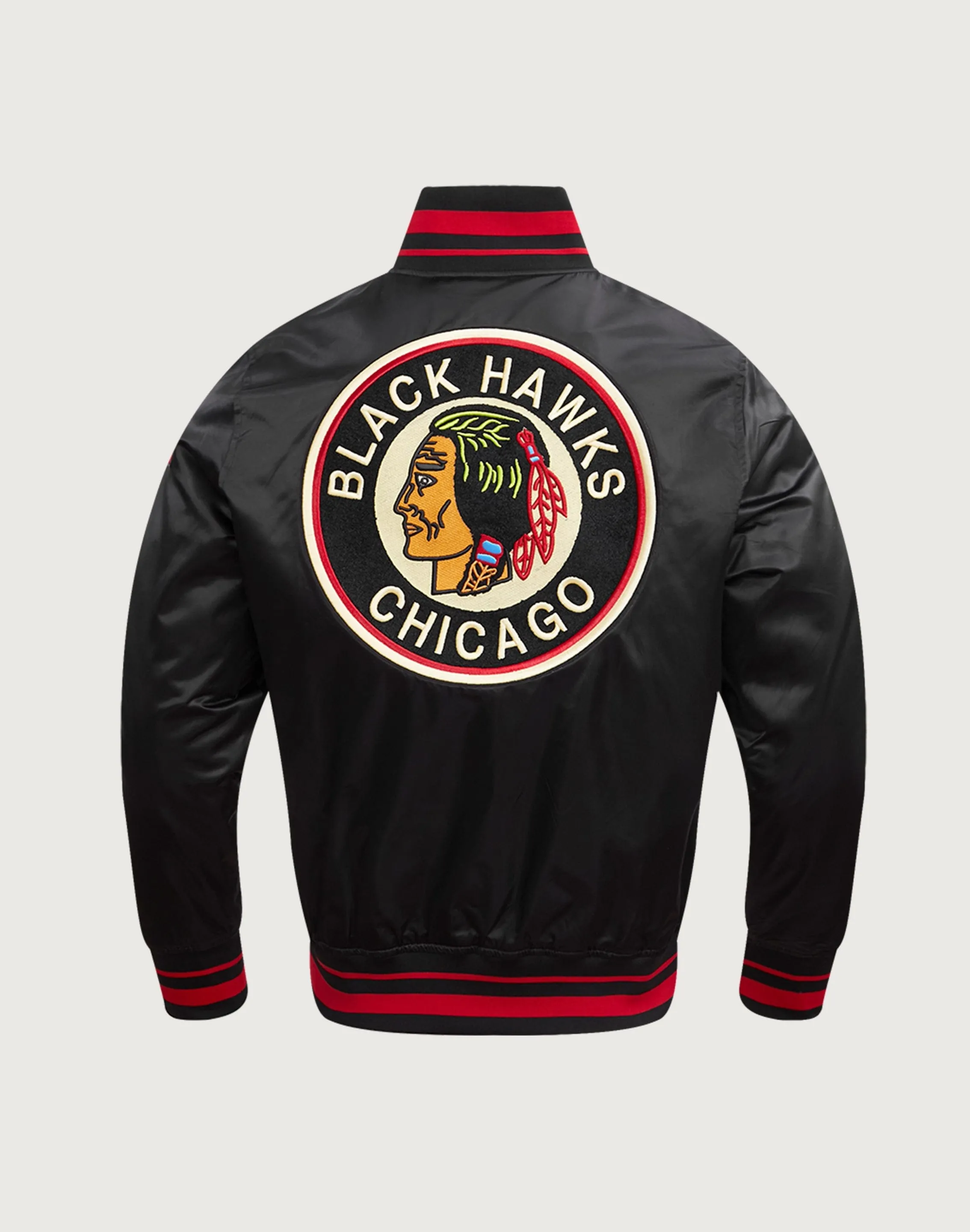 Pro Standard NHL Chicago Blackhawks Retro Classic Rib Satin Jacket 4Way Stretch Open Glow