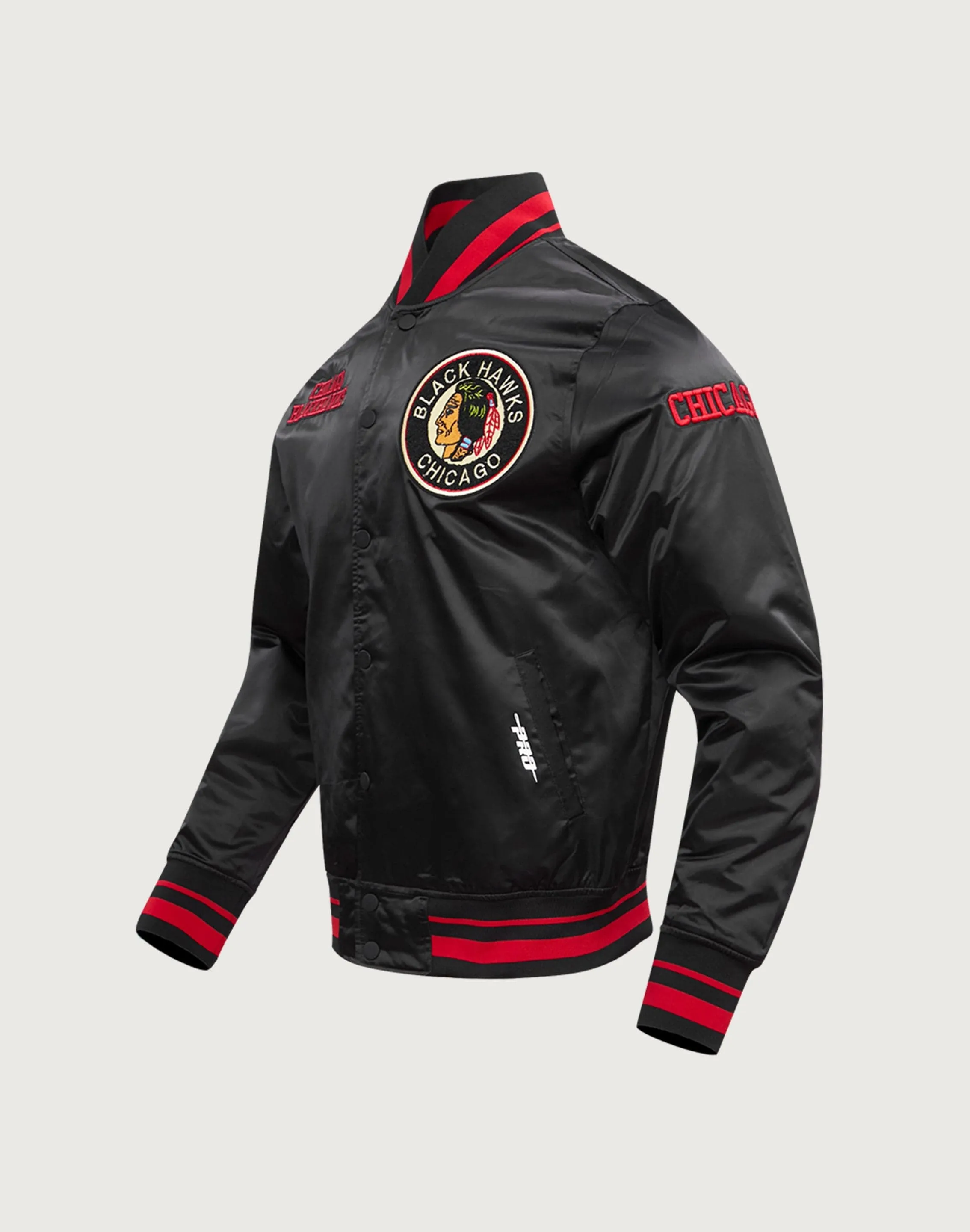 DurableThreadwork Vented Panels Pro Standard NHL Chicago Blackhawks Retro Classic Rib Satin Jacket