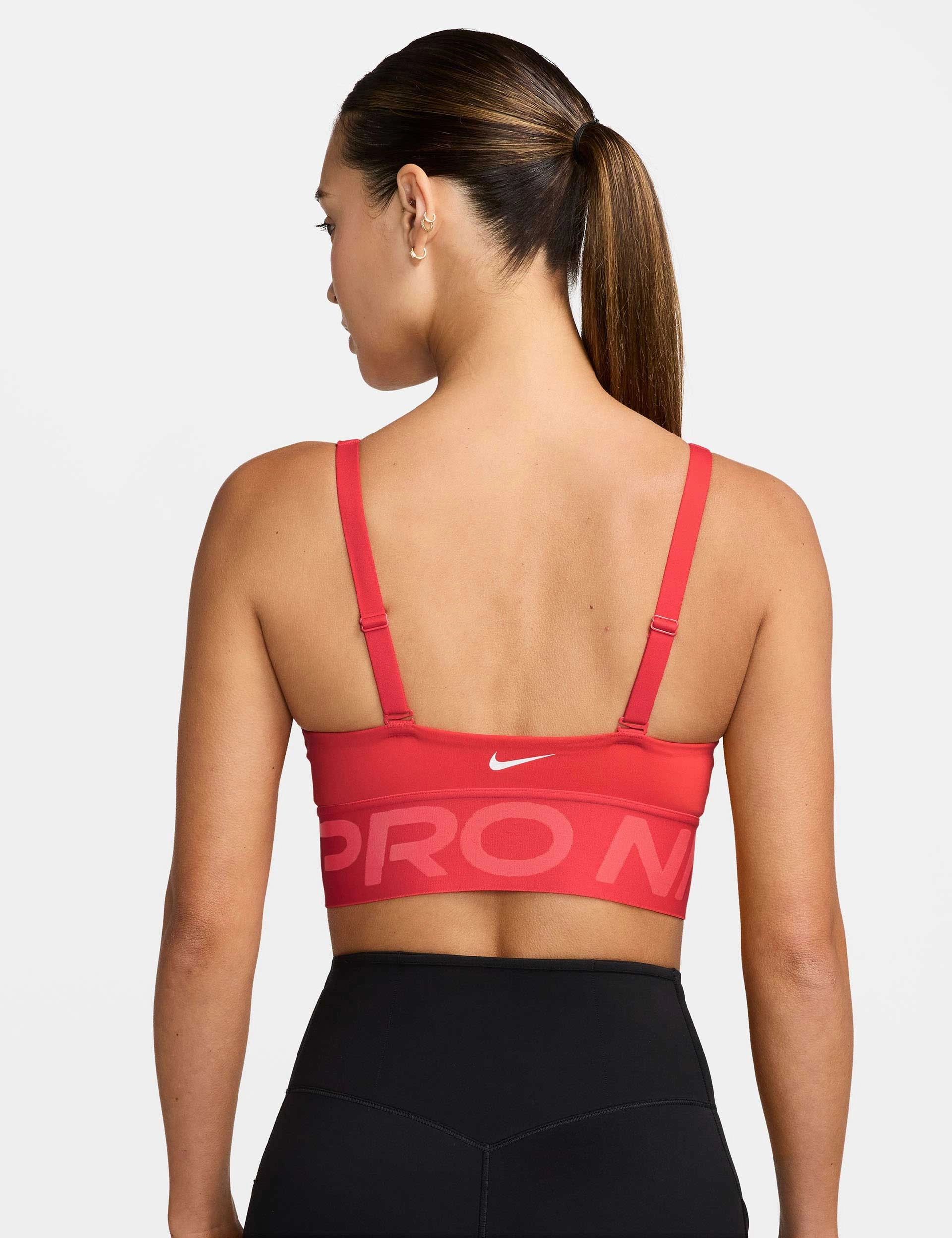 Pro Indy Plunge Medium-Support Sports Bra - Light Crimson/Ember Glow/White Moisture Control Technology Outdoor Activity