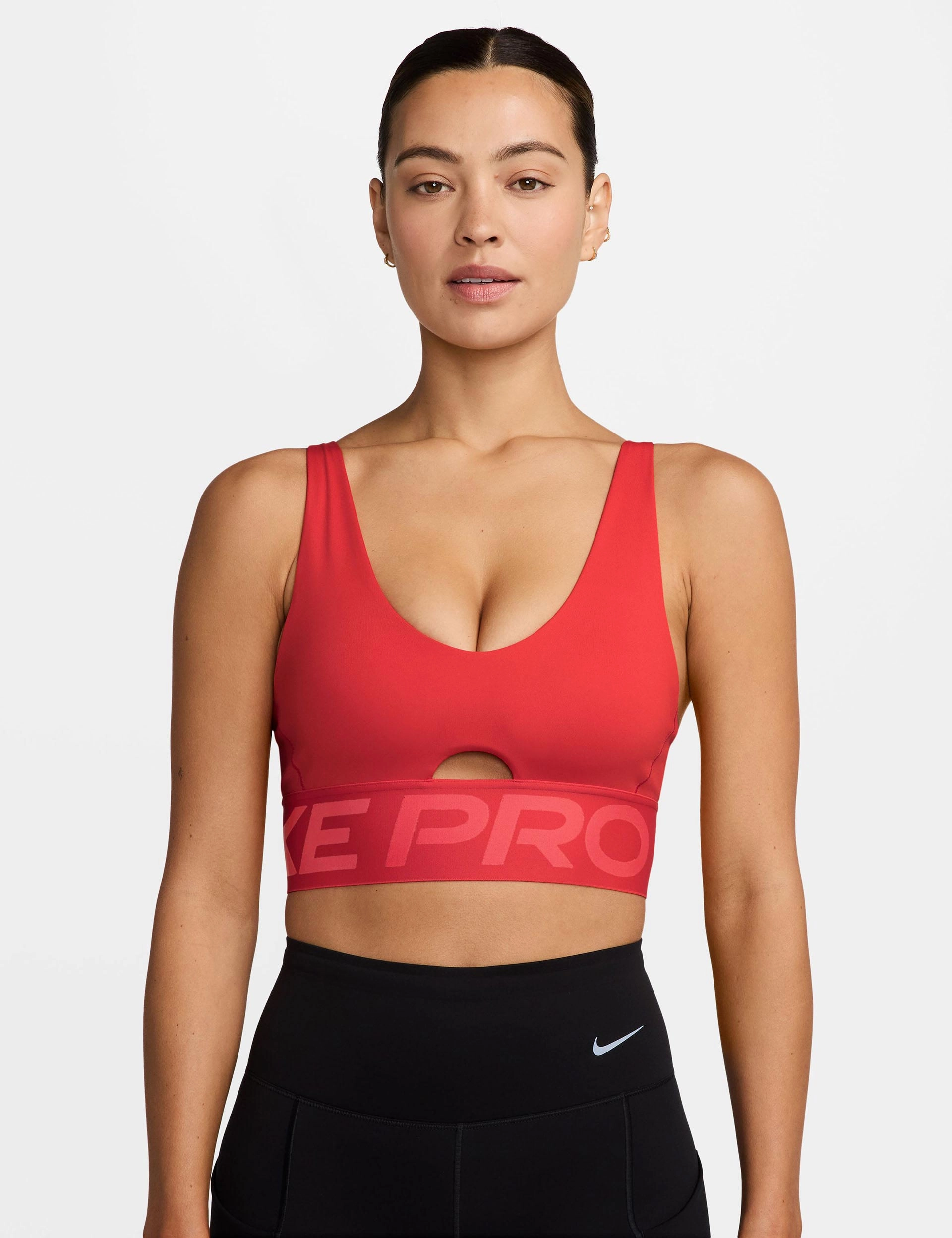 Pro Indy Plunge Medium-Support Sports Bra - Light Crimson/Ember Glow/White Workout Triple stitching seams