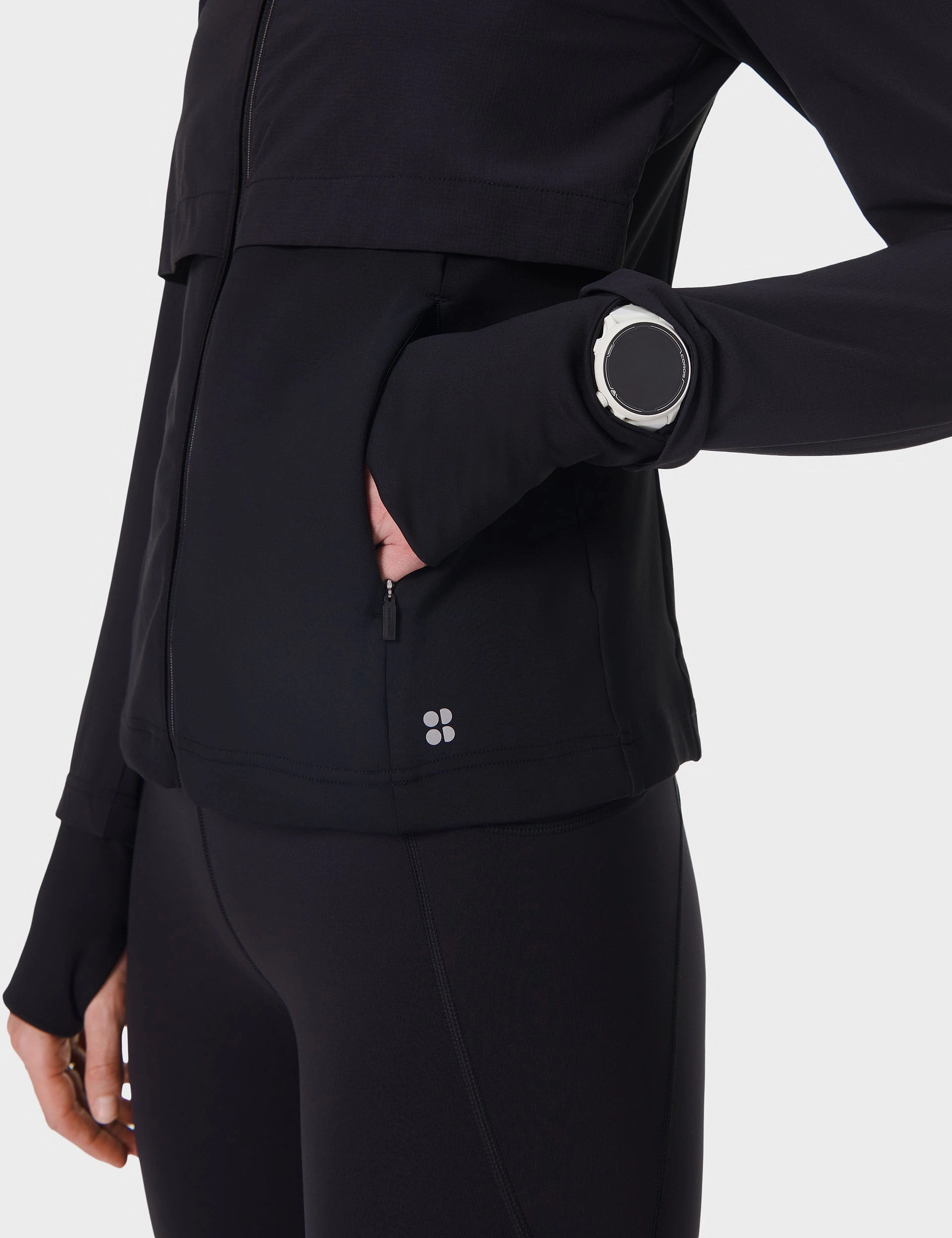 Pro Run Water Resistant Run Jacket - Black Bonded Collars Logo Free Style