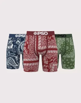 Adjustable Fit Psd Underwear Dark Bandana Boxer Briefs 3-Pack