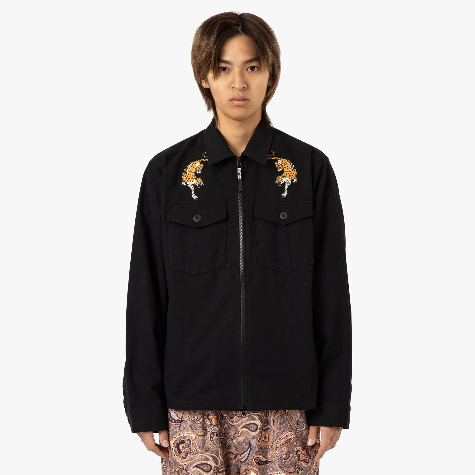 Cocktail Party Brother Brother Military Souvenir Zip Shirt / Black