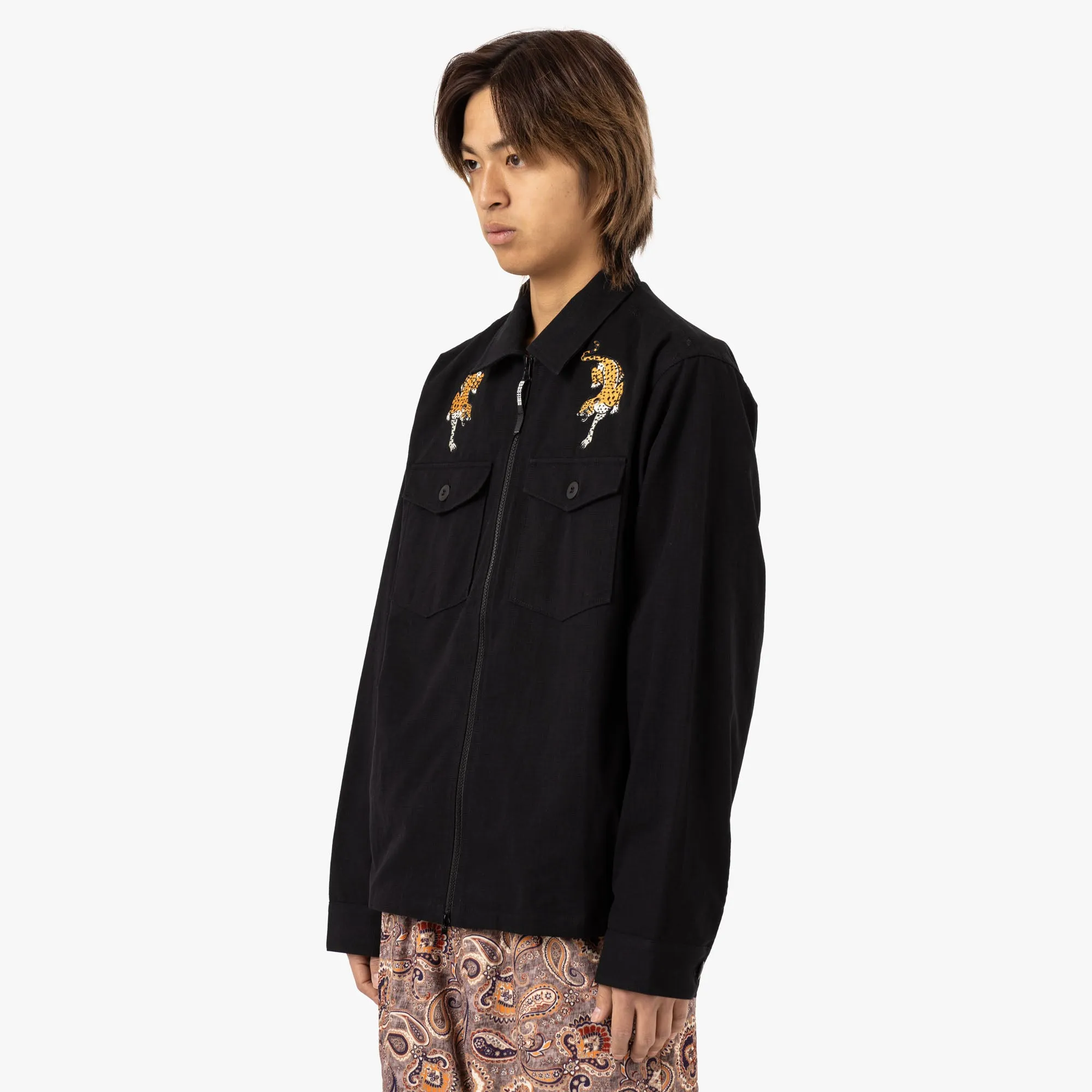 Brother Brother Military Souvenir Zip Shirt / Black bohemian flair