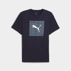 Puma Mens Graphic Box Tee Navy TemperatureRegulatingLining