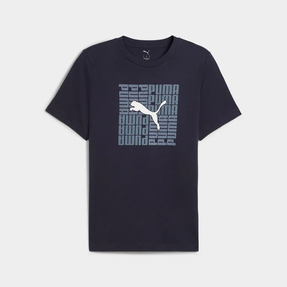 Puma Mens Graphic Box Tee Navy Easy Go Ergonomic Cut