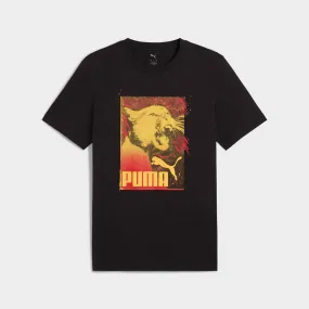 Puma Mens Graphics Photoprint Tee Black Antibacterial Treatment Coastal Chic