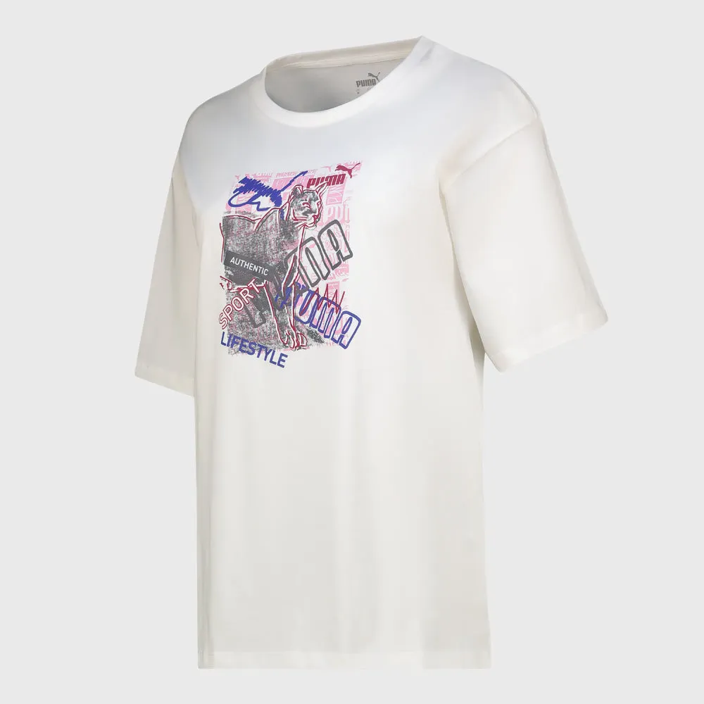 Tagless Labeling New Yorker Puma Womens Graphics Photoprint Tee White