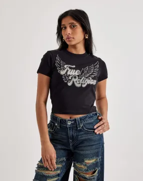 Spark Glow Match Fit True Religion Crystal Wing Baby Tee