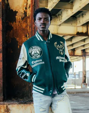 quick dry Sheer Fit Pro Standard NBA Milwaukee Bucks Varsity Jacket
