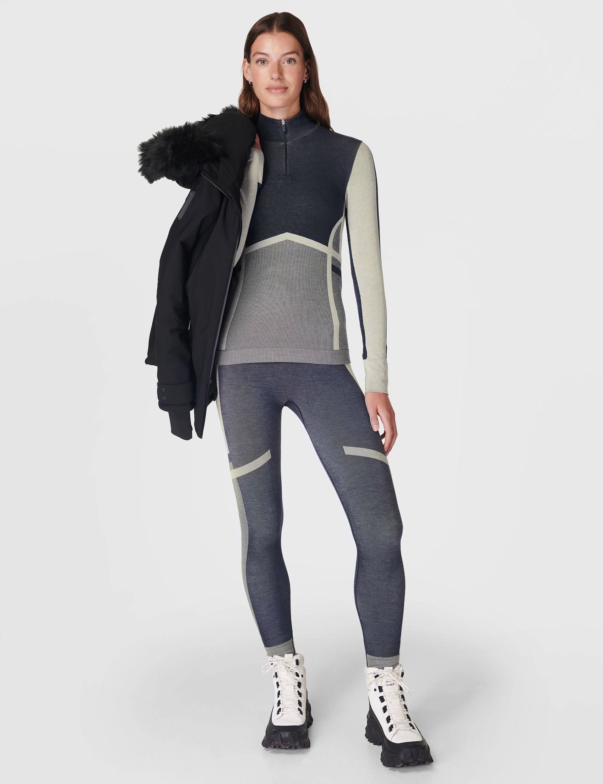 Modal Chevron Base Layer Legging - Navy Blue Studio White Unisex Style Dance Practice Easy Wear