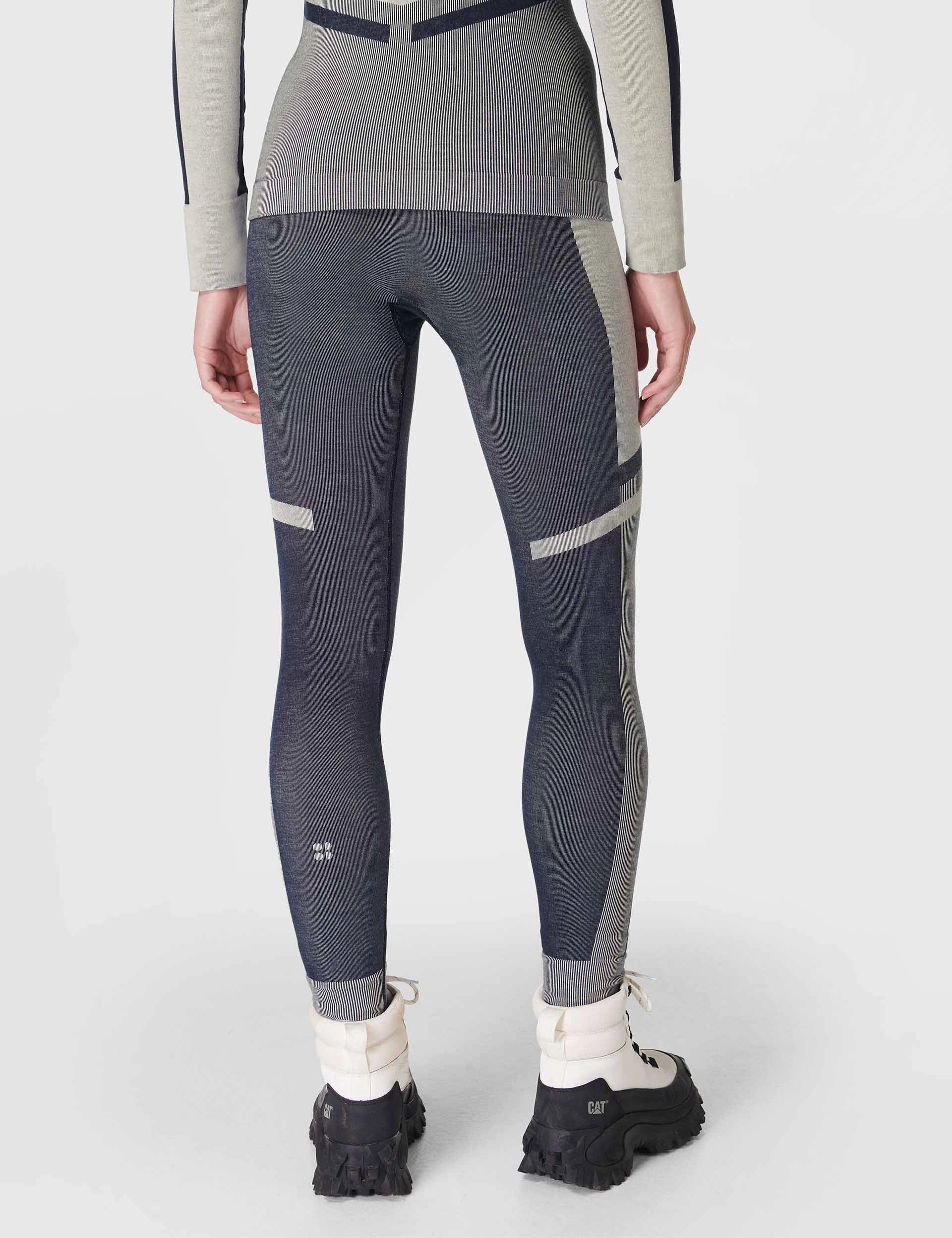 Modal Chevron Base Layer Legging - Navy Blue Studio White Cross Waist Design