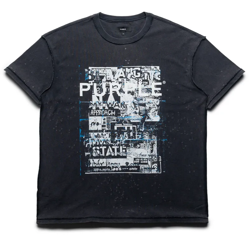 Purple Brand Collage Tee - Black Flexible Shoulder Construction Ombre