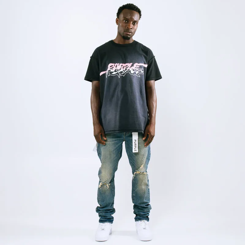 sleep shorts silhouette Purple Brand Double Trouble Tee - Black