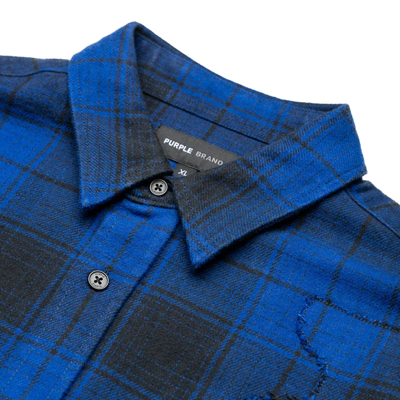 Purple Brand Gothic P Flannel Shirt - Blue Eco-friendly Dressy look