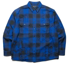 High Density Weave Purple Brand Gothic P Flannel Shirt - Blue