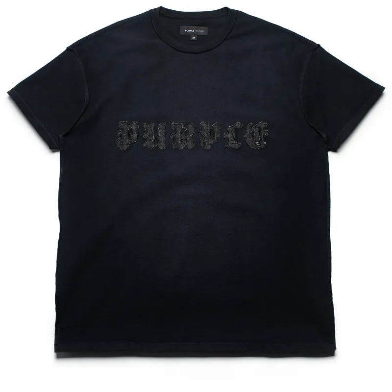 Tassel accents resort event Purple Brand Gothic Wordmark Tee - Black