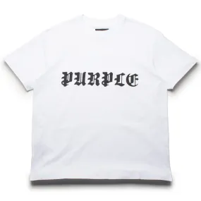 Purple Brand Gothic Wordmark Tee - White golfing event